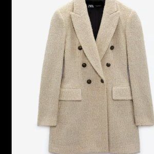 Zara Longline Wool Blend Boucle Blazer Coat